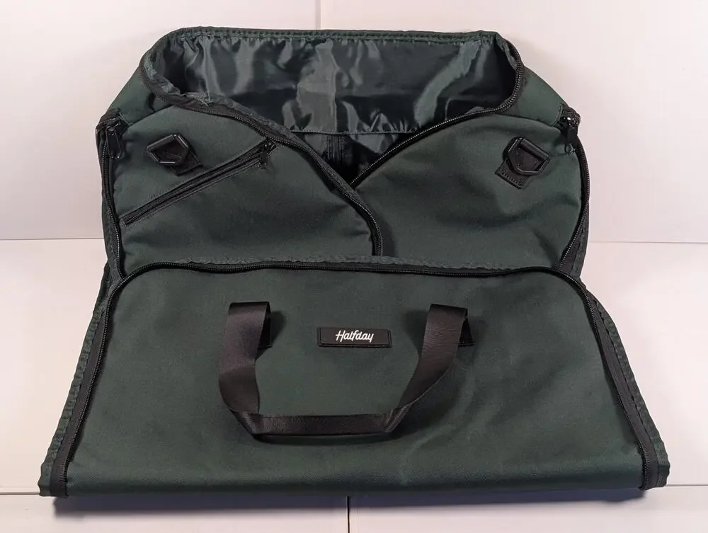 Halfday Garment Duffel Travel Bag Green Carry On Suit Garment Weekender 24
